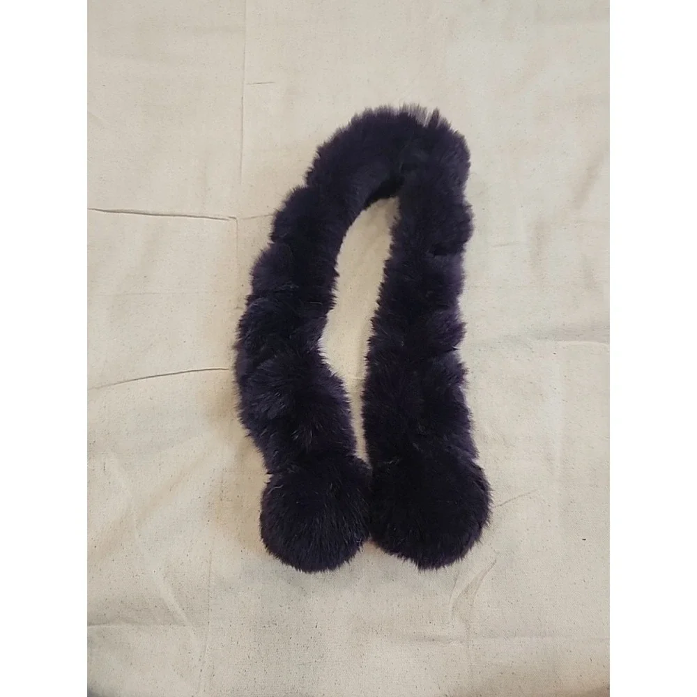 Plush Dark Purple Faux Fur Pom Pom Scarf Winter Festival Weather Neck Warmer 29